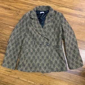 Pink Lily Herringbone Blazer Womens Medium Double Breasted Pockets Career Jacket